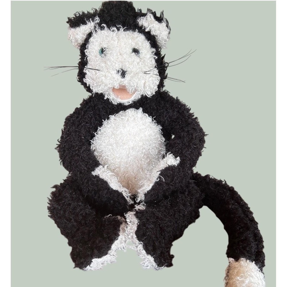 Vintage 2000's Folkmanis Cartoon Cat #2554 Hand Puppet Sherpa Curly Hair Plush